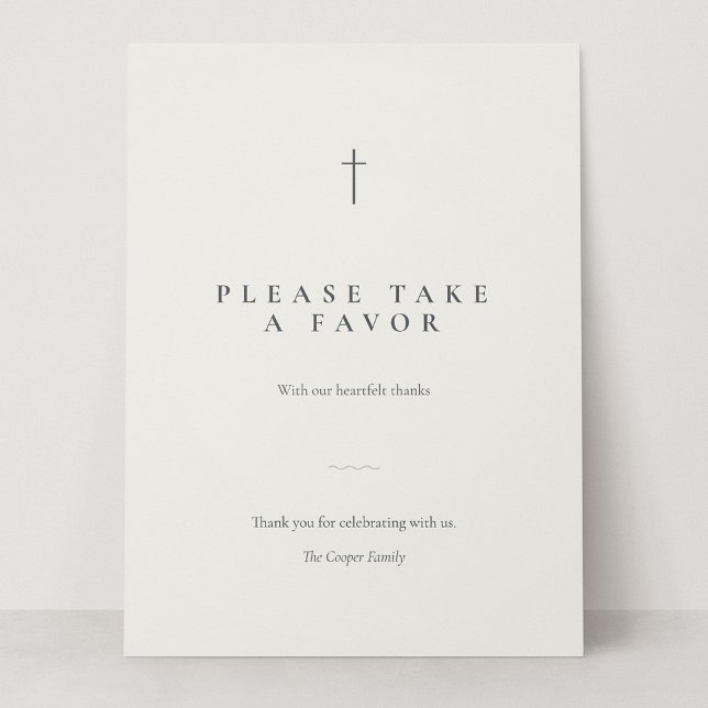 Sinal de Mesa Grace Stone Minimal Cross Leve um Fa (Grace | Stone - Please Take a Favor 6.5 x 8.75" Card Sign)