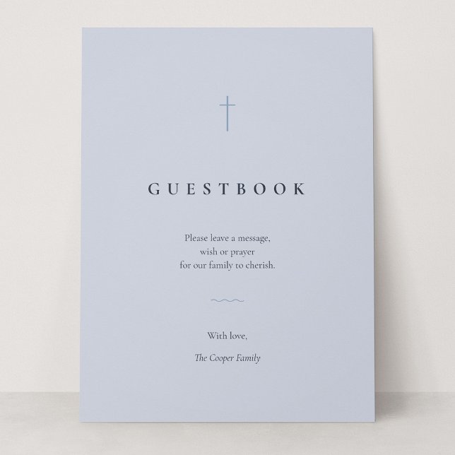 Sinal de Mesa para Livro de Visitas Grace Blue Min (Grace | Blue - Sign Our Guestbook Card Sign, 6.5 x 8.75")