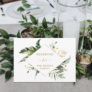 Sinal de Mesa Reservada Dourada de Casamento de Fo