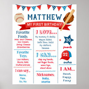 Sinal de Milestone de Birthday do Baseball Poster