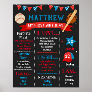 Sinal de Milestone de Birthday do Baseball Poster