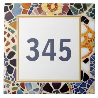 Sinal de Número de Casa Personalizado Mosaico Espa