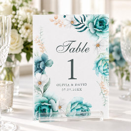Sinal de Número de Mesa de Casamento Flor Silvestr