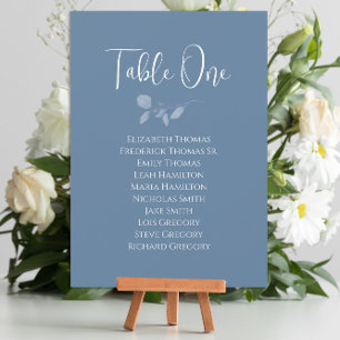 Sinal de Número de Tabela de Casamento Floral Azul
