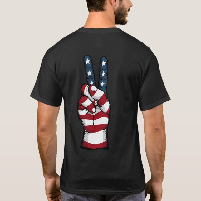 Sinal de Paz Americano, Estrelas e Camiseta Stripe (Verso)