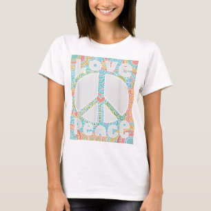 SINAL DE PAZ AMOR T Camisa 60s 70s Tie Dye Hippie