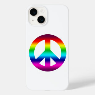 Sinal de paz arco-íris em Hippie Bright em Branco