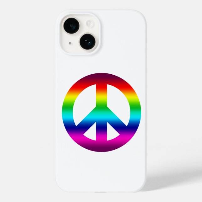 Sinal de paz arco-íris em Hippie Bright em Branco (Back)
