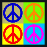 Sinal de paz de Pop de quatro cores Poster<br><div class="desc">Símbolos Populares e Históricos - Trabalho de Pop de Arte Digital com Símbolo de Paz</div>