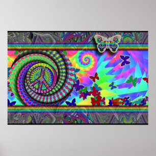 Sinal de paz e poster da borboleta