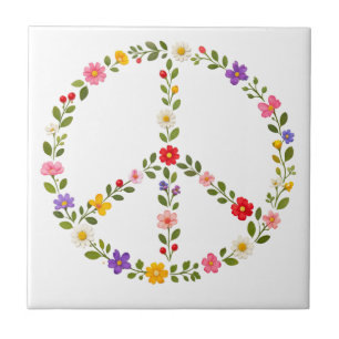 Sinal de Paz Floral em Grinalda Colorida de Flores