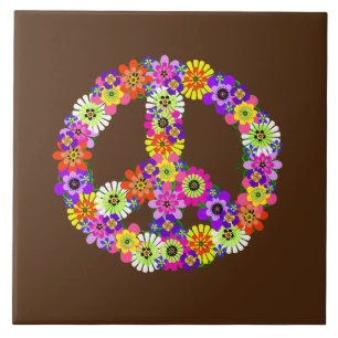 Sinal de Paz Floral em Marrom