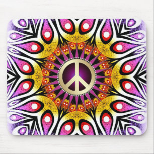 Sinal de Paz Groovy Púrpura Pink Mousepad