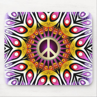Sinal de Paz Groovy Púrpura Pink Mousepad