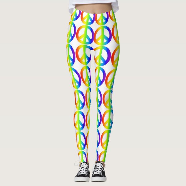 Sinal de Paz Retroativo Leggings Neon (Frente)