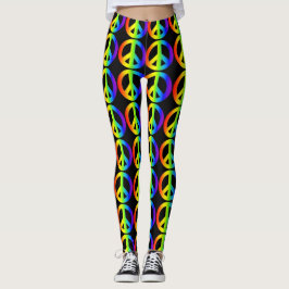 Sinal de Paz Retroativo Leggings Neon