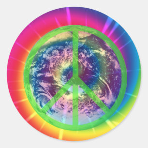 Sinal de paz, terra, e etiqueta da tintura do laç