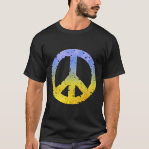 Sinal de Paz Ucrânia Azul e Amarelo Retro Camiseta