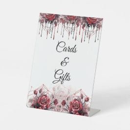 Sinal de Pedestal de Casamento de Halloween Floral