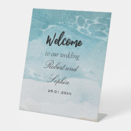 Sinal de Pedestal de Casamento de Praia Blue Summe