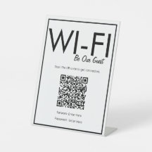 Sinal de Pedestal de Código QR Wi-Fi Branco Modern