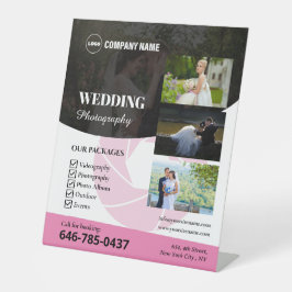 Sinal de pedestal de fotografia de casamento