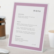Sinal de pedestal de menu de casamento lilás Mauve