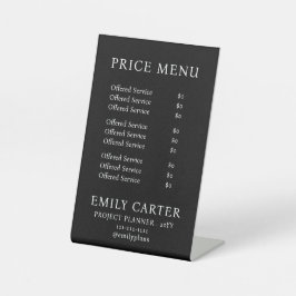 Sinal de pedestal preto minimalista para negócios