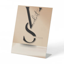 Sinal de Pedestal "VS" do Monograma Preto Moderno