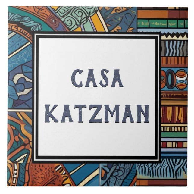 Sinal de Placa de Nome da Casa Abstrato Azul Moder (Frente)