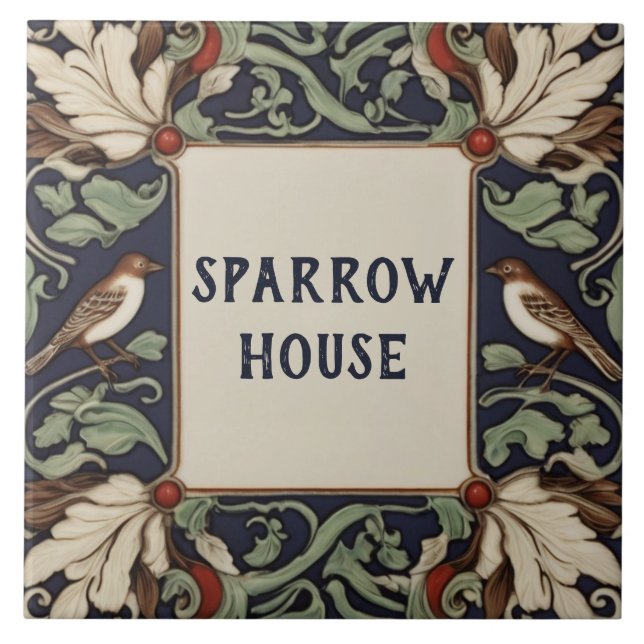 Sinal de Placa de Nome de Casa de Pássaro Verde ma (Frente)