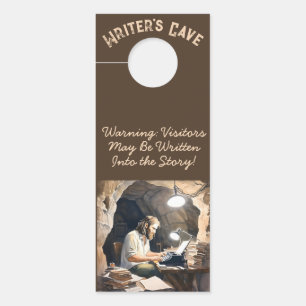 Sinal de porta do homem das cavernas do escritor