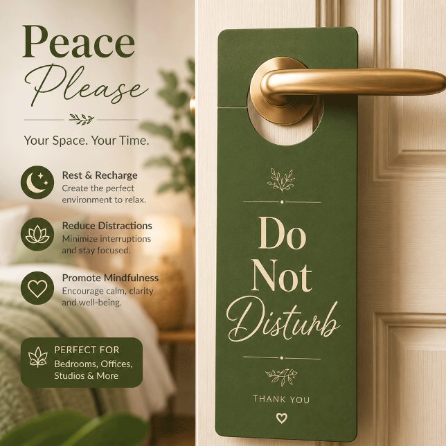 Sinal de Porta Não Perturbe Minimalista Verde (Criador carregado)