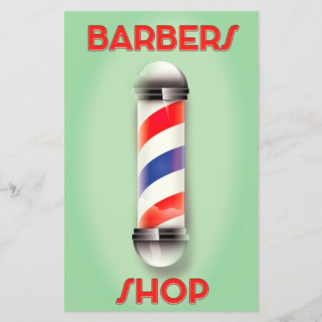 Sinal de Poste Vintage de Barbearia (Frente)
