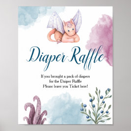 Sinal de Poster Chá de fraldas Raffle da Fralda do