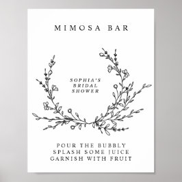 Sinal de Poster da Barra de Mimosa com Arte de Lin