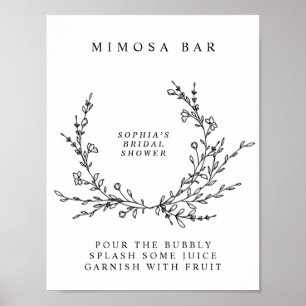 Sinal de Poster da Barra de Mimosa com Arte de Lin