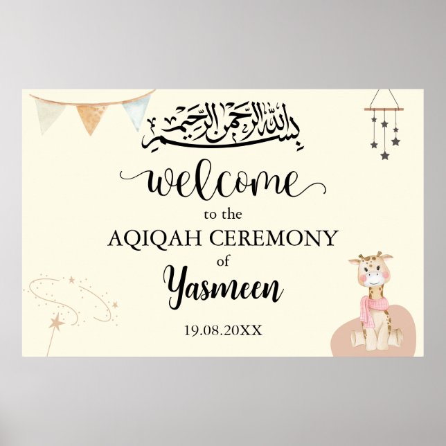 Sinal de Poster de Boas-vindas do Aqiqah Aqeqah Cu (Frente)