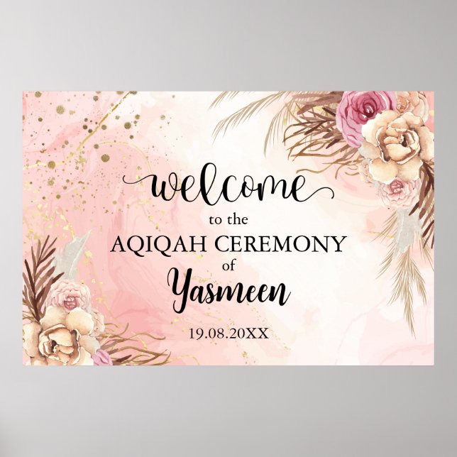 Sinal de Poster de Boas-vindas do Aqiqah Aqeqah Fl (Frente)