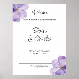 Sinal de Poster de Boas-vindas do Casamento Floral