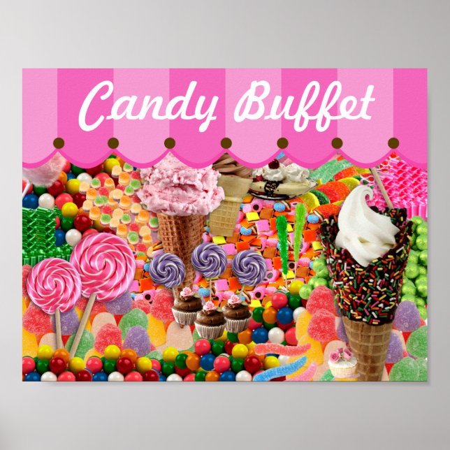 Sinal de Poster de Casamento de Candy Buffet Strip (Frente)