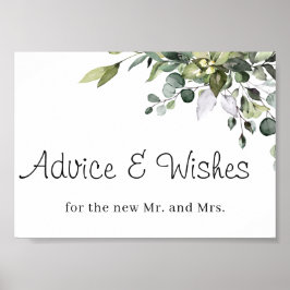 Sinal de Poster de Casamento Desejos e Conselhos