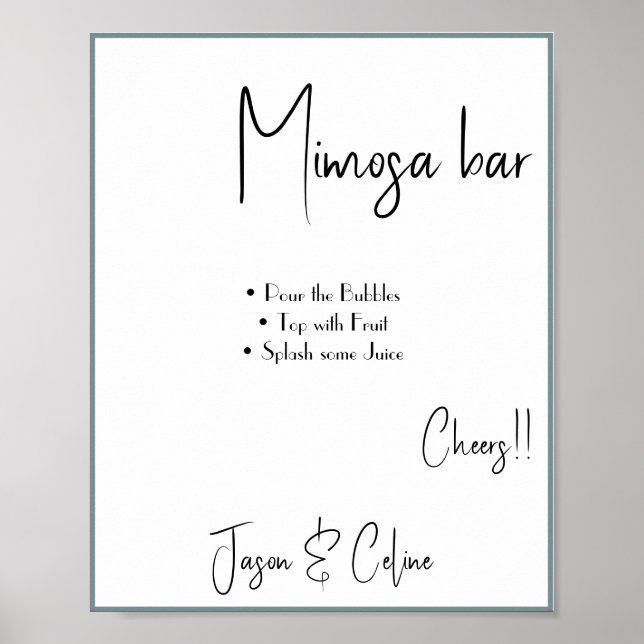 Sinal de Poster de Casamento do Mimosa Bar (Frente)