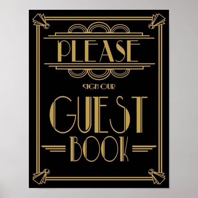 Sinal de poster de casamento estilo Art Deco 20 (Frente)