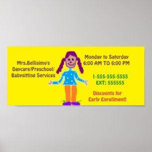 Sinal de Poster de creche/pré-escola. Personalizáv