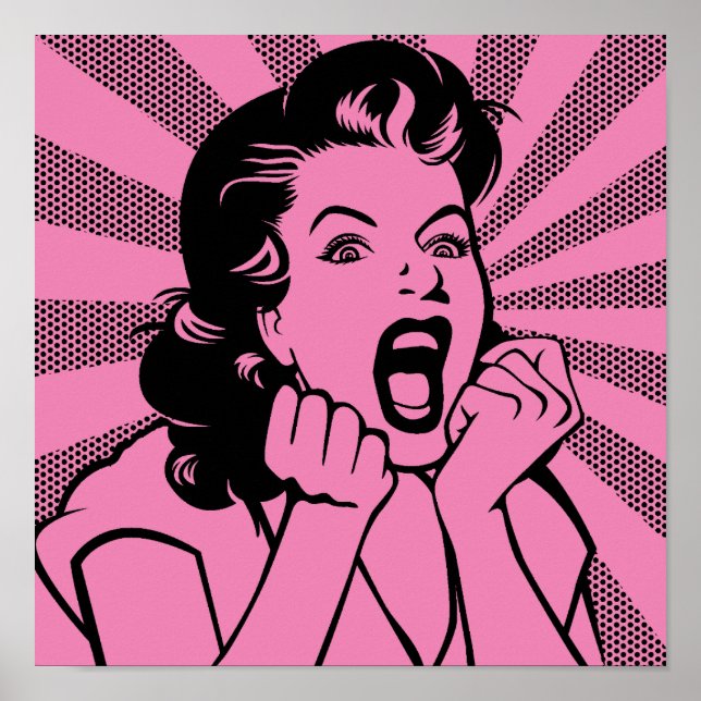 Sinal de Poster de Gritar de mulher frustrada (Frente)