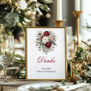 Sinal de Poster de Mesa de Drinks Glam Blush Burgu