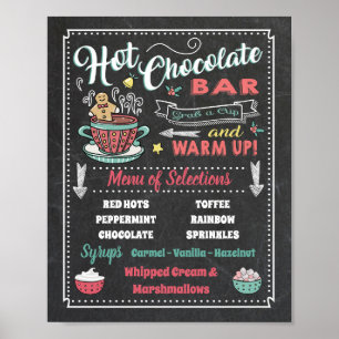 Sinal de Poster do Bar do menu de chocolate quente