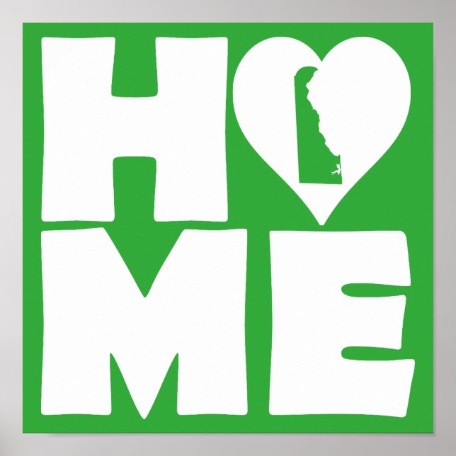 Sinal de Poster do Estado de Delaware Home Heart (Frente)