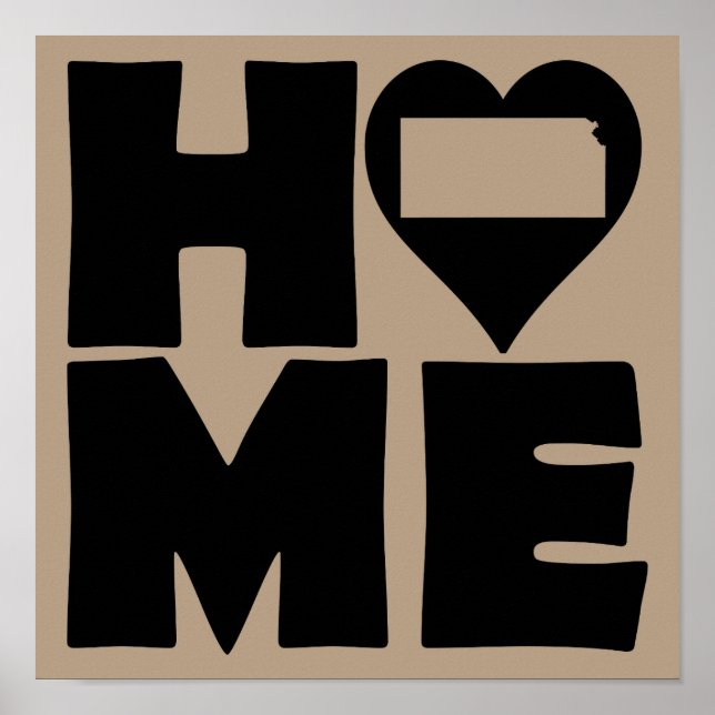 Sinal de Poster do Estado de Kansas Home Heart (Frente)